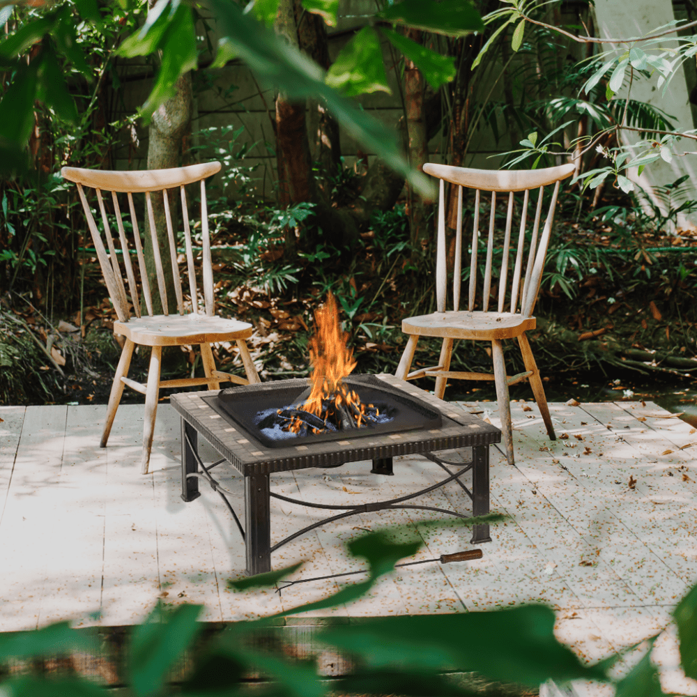 Premium Square Slate Tile Fire Pit – 30 Inch with Spark Guard
