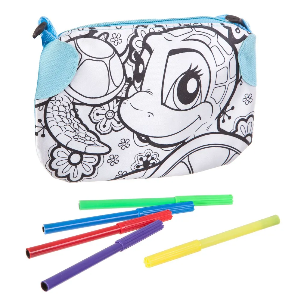Premium DIY Funbox Colour-In Pencil Case with 4 Markers