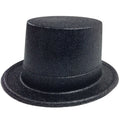 Premium Glitter Top Hat with Plastic Construction - Black