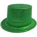 Premium Glitter Top Hat with Plastic Construction - Green