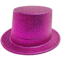 Premium Glitter Top Hat with Plastic Construction - Hot Pink