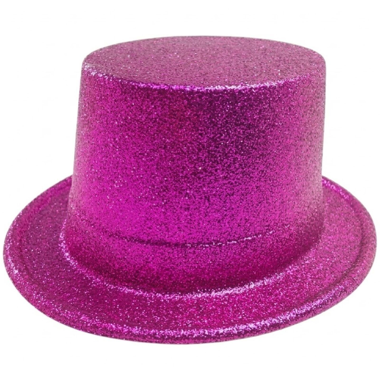 Premium Glitter Top Hat with Plastic Construction - Hot Pink