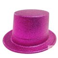 Premium Glitter Top Hat with Plastic Construction - Hot Pink