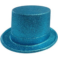 Premium Glitter Top Hat with Plastic Construction - Sky Blue