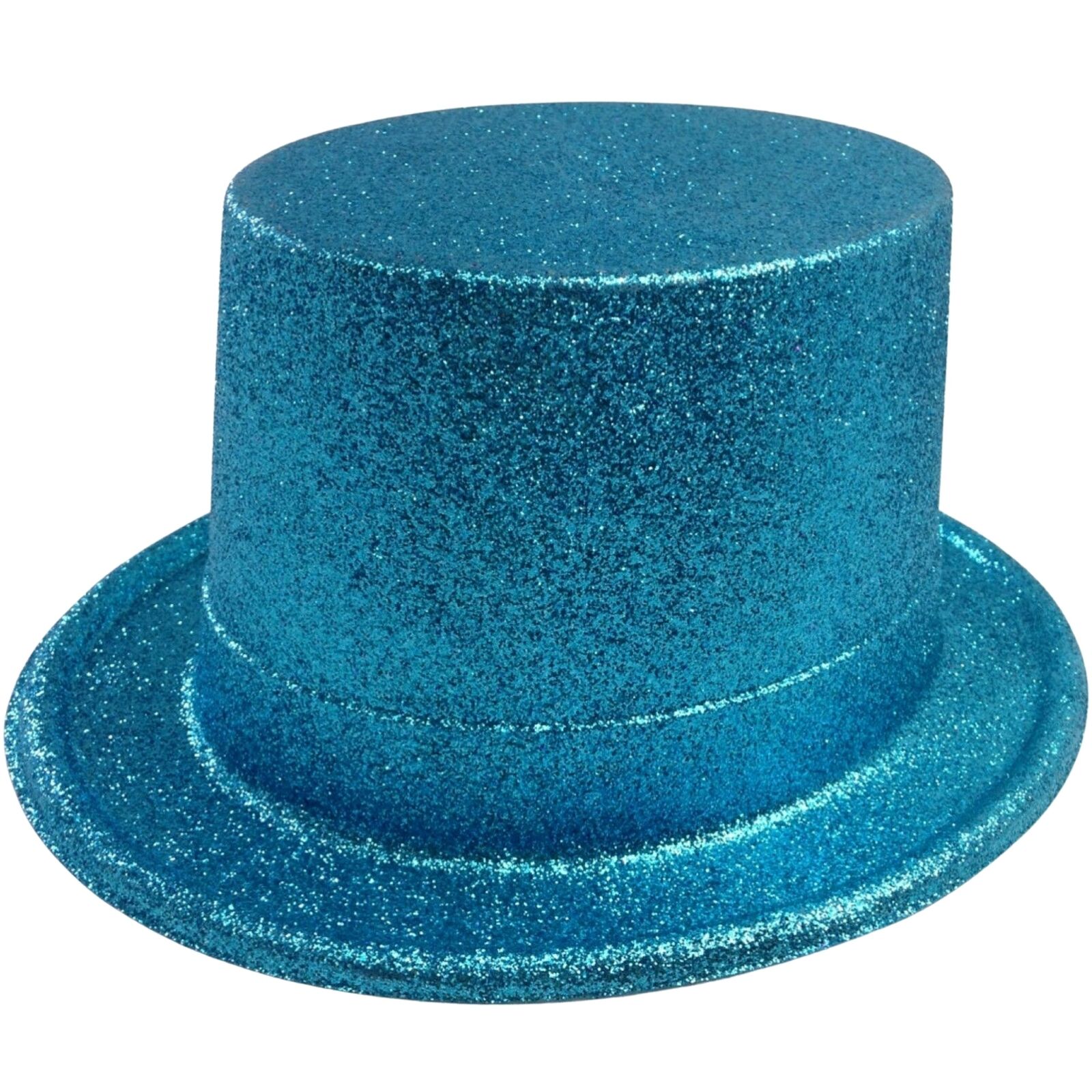Premium Glitter Top Hat with Plastic Construction - Sky Blue