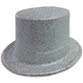 Premium Glitter Top Hat with Plastic Construction - Silver