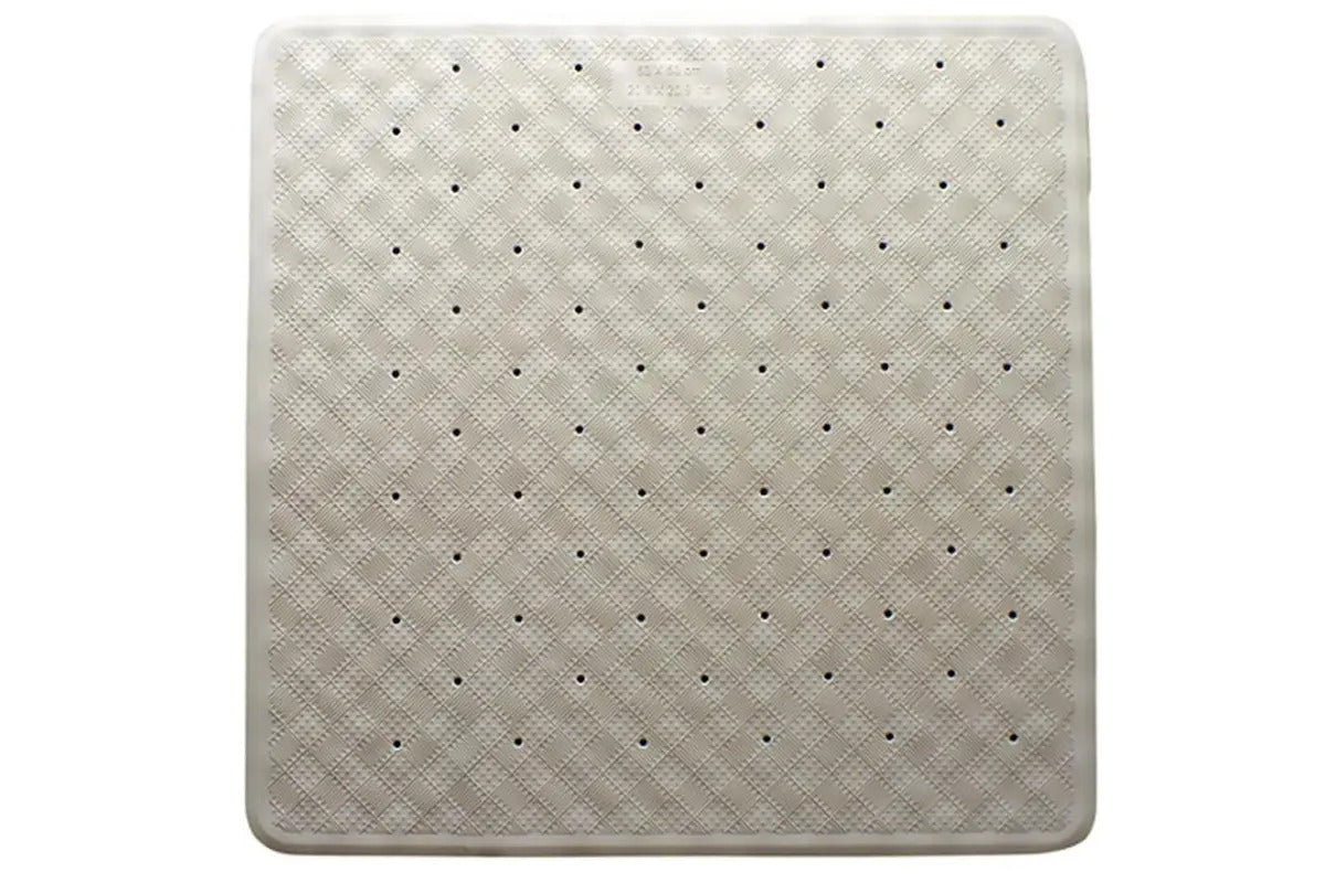 Rubber Bath Mat 53cm x 53cm Non-Slip Beige with Safety Suction Cups - SuperSaverAU - view 1