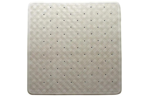 Rubber Bath Mat 53cm x 53cm Non-Slip Beige with Safety Suction Cups - SuperSaverAU - view 1