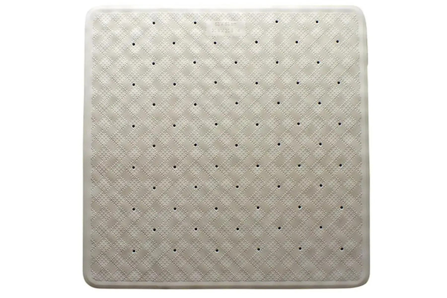 Rubber Bath Mat 53cm x 53cm Non-Slip Beige with Safety Suction Cups - SuperSaverAU - view 1