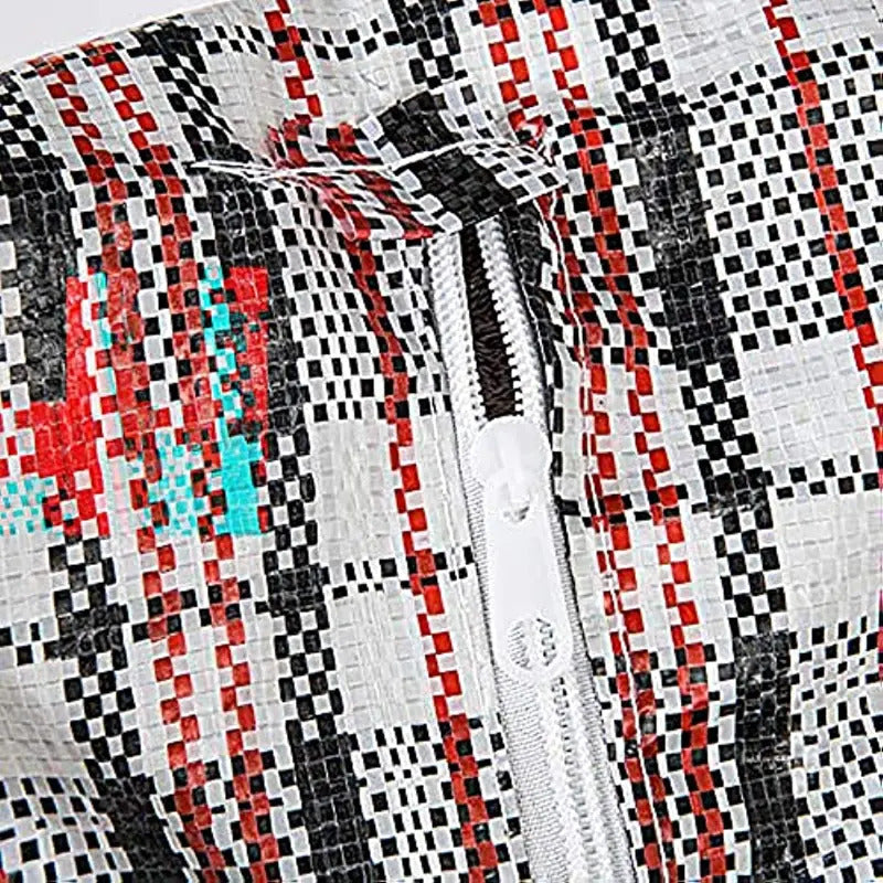 Premium Large Stripe Zip Storage Bags with Handles - 78 x 90 x 25cm, 12 Pack
