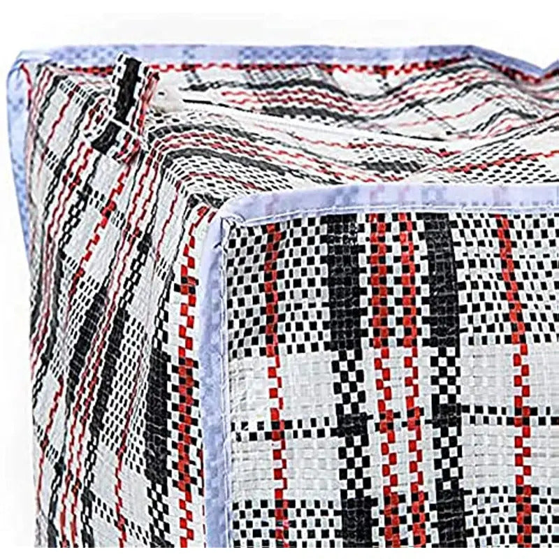 Premium Large Stripe Zip Storage Bags with Handles - 78 x 90 x 25cm, 12 Pack