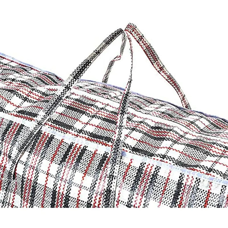 Premium Large Stripe Zip Storage Bags with Handles - 78 x 90 x 25cm, 12 Pack