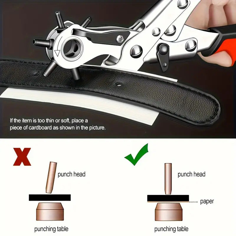 Multi-Size Leather Belt Eyelet Hole Punch Puncher Plier Revolving Handcraft Tool - SuperSaverAU - view 3