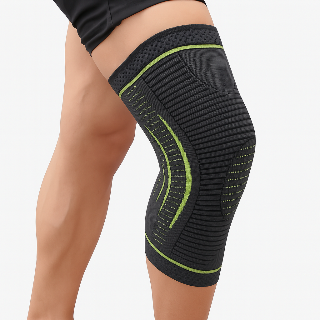Premium Black Green Knee Compression Support Sleeve Breathable Leg Brace