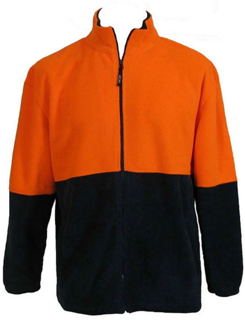 Premium Orange Unisex Hi Vis Full Zip Polar Fleece Work Jacket S
