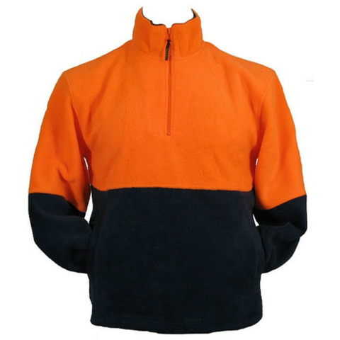 Premium Orange Unisex Hi Vis Half Zip Polar Fleece Work Jumper M