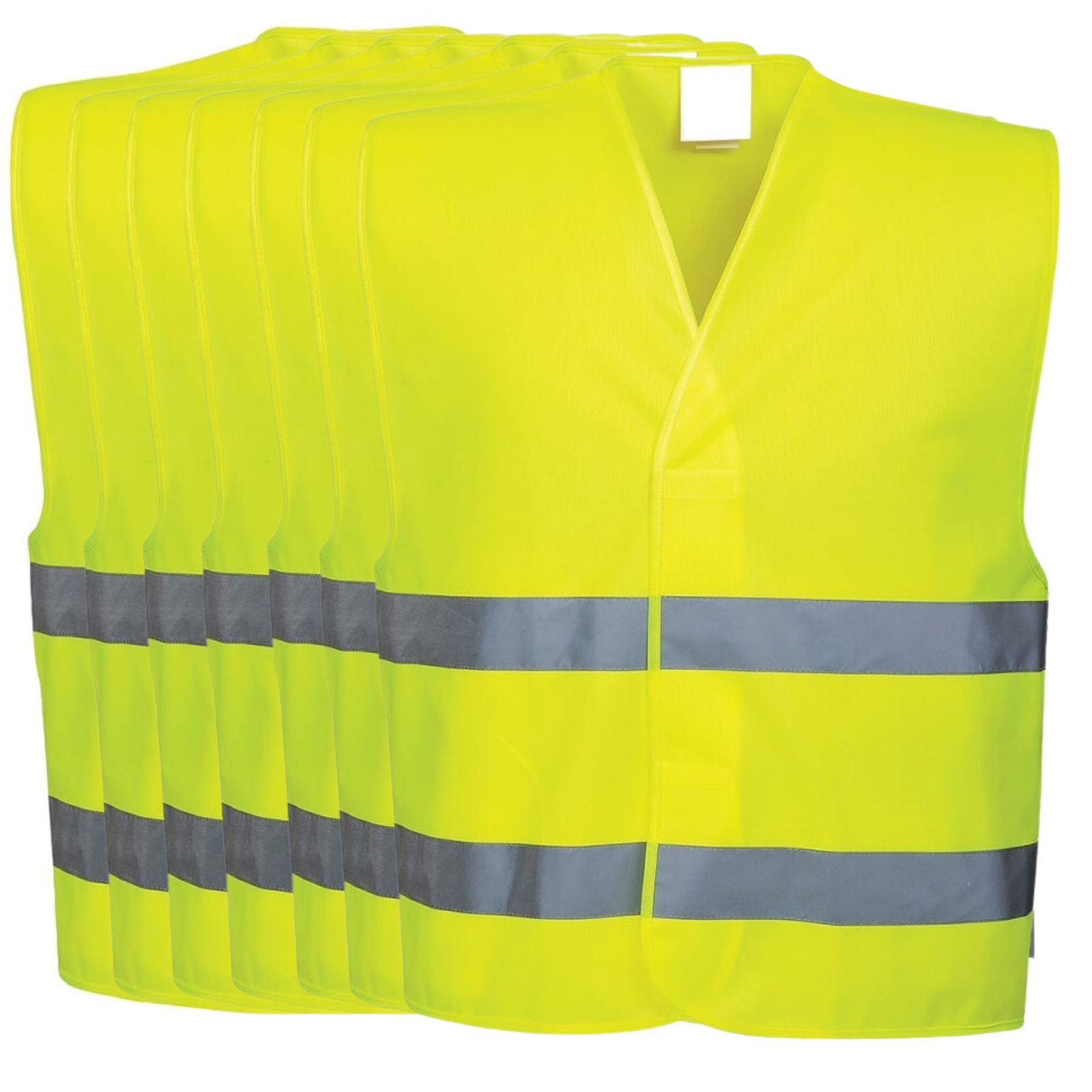 Premium Hi Vis Safety Vest Bulk Pack with Reflective Tape - Yellow, 10 Pack