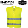 Premium Hi Vis Safety Vest with Reflective Tape - Yellow, One Size