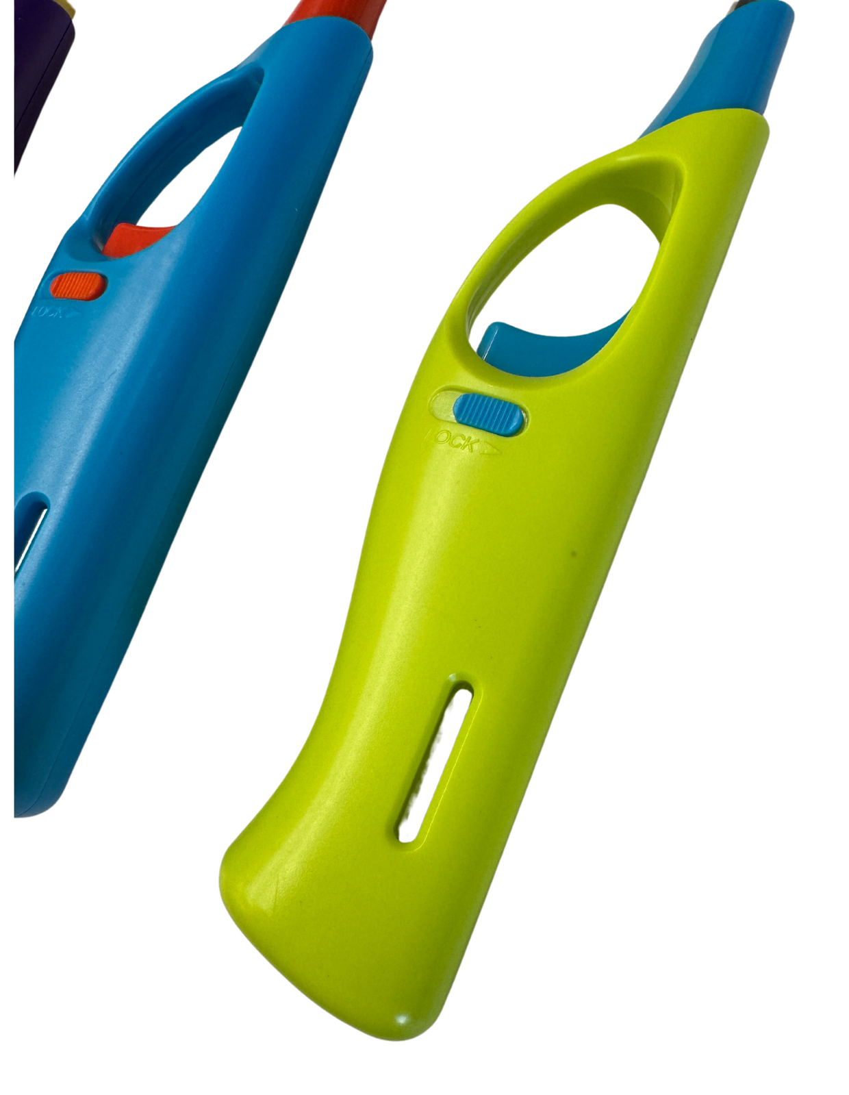 Premium Long Gas Lighters with Safety Lock – Assorted Colours 4 Pack