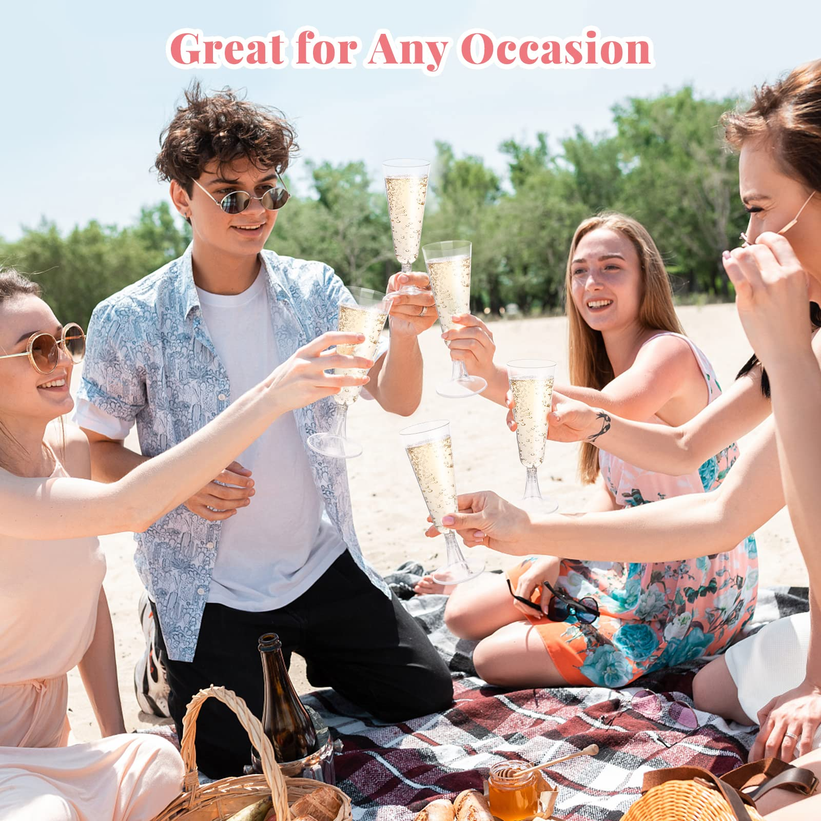 144x 150ml Premium Plastic Champagne Glasses Flutes Mimosa Bulk - Clear - SuperSaverAU - view 3