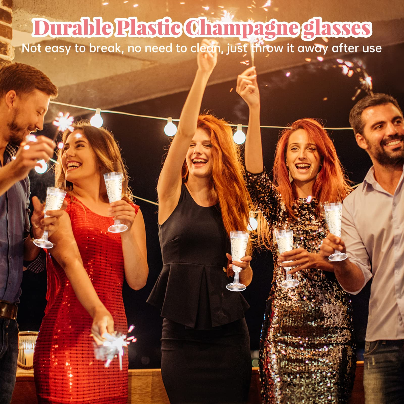 144x 150ml Premium Plastic Champagne Glasses Flutes Mimosa Bulk - Clear - SuperSaverAU - view 4