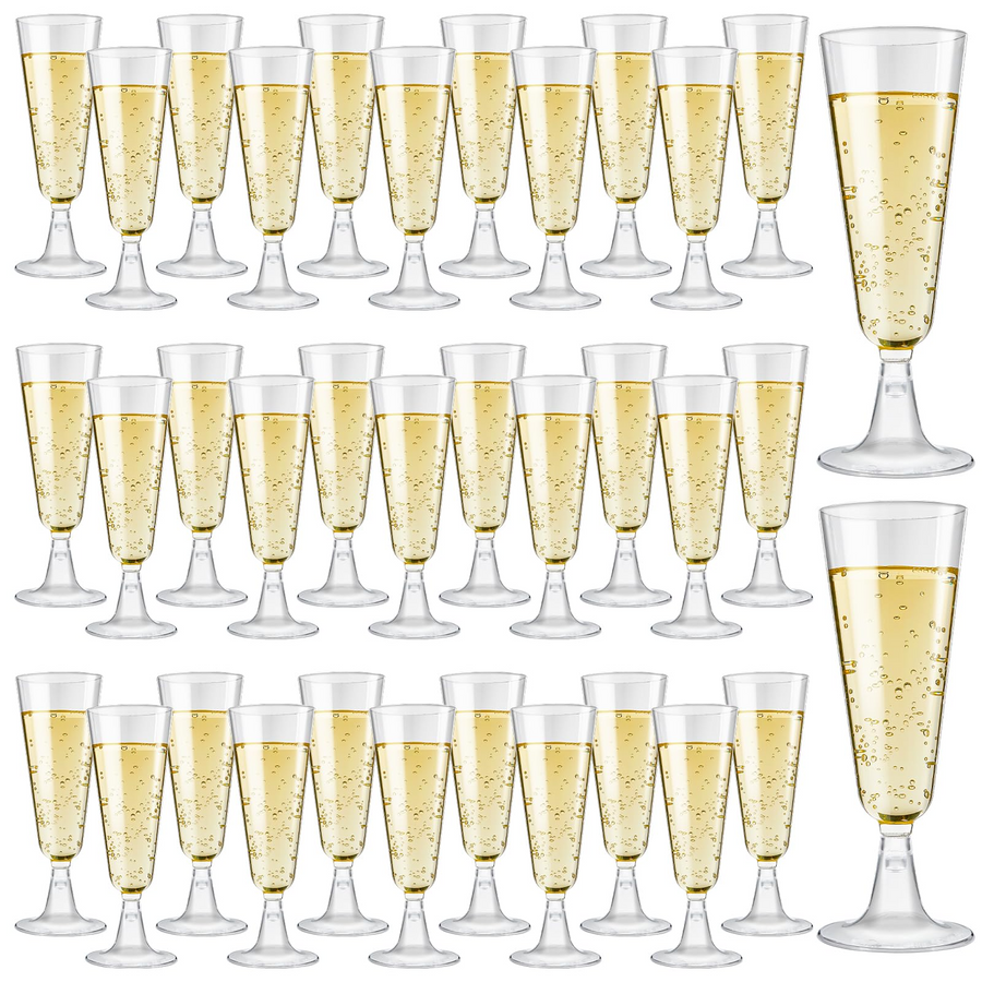 144x 210ml Premium Plastic Wine/Champagne Glasses Flutes Bulk - Clear - SuperSaverAU - view 1