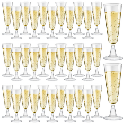 144x 210ml Premium Plastic Wine/Champagne Glasses Flutes Bulk - Clear