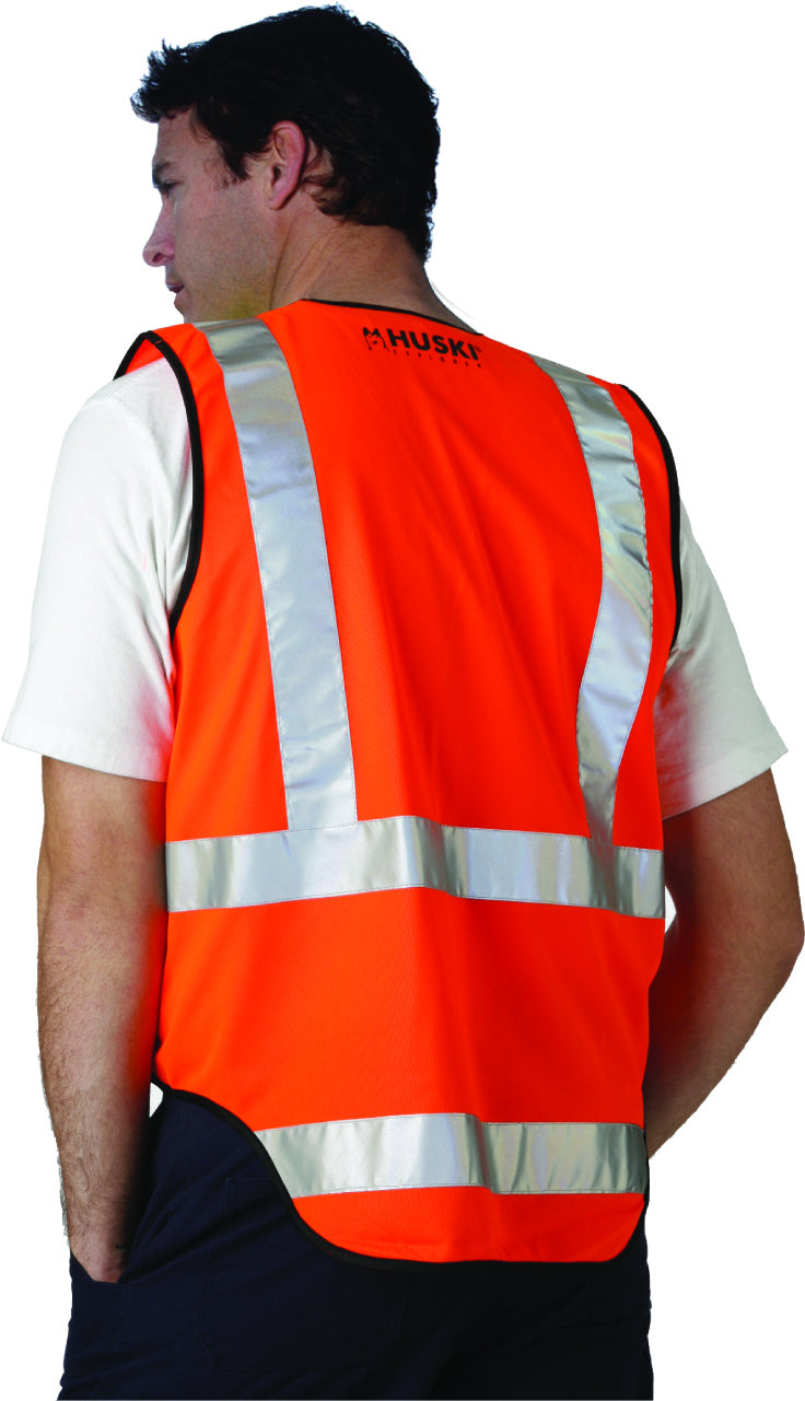 HUSKI Hi Vis Patrol Vest with 3M Reflective Tape - Orange, XXL