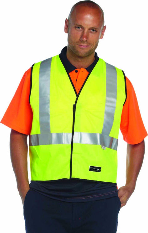 HUSKI Hi Vis Patrol Vest with 3M Reflective Tape - Yellow, XL