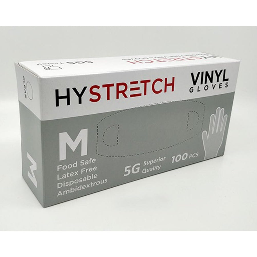Hystretch Clear Disposable Vinyl Gloves Latex-Free - M, 1000 Pack