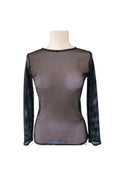 Premium Women's Black Long Sleeve Fishnet Mesh Sheer Party Top