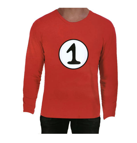 Adult Cat In The Hat Thing 1 Dr Seuss Red Top Party Costume Book Week  - L - SuperSaverAU - view 1
