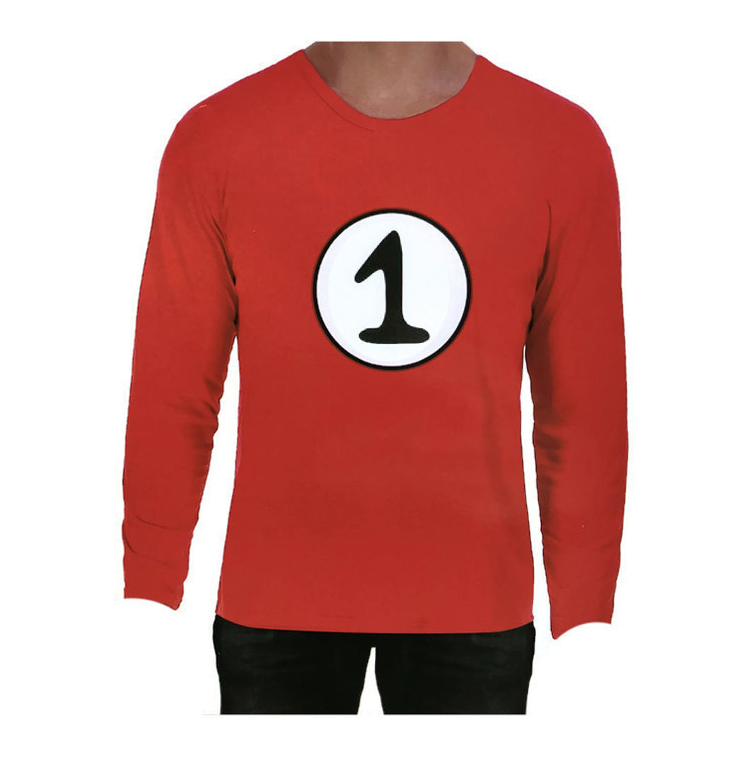 Adult Cat In The Hat Thing 1 Dr Seuss Red Top Party Costume Book Week  - S - SuperSaverAU - view 1