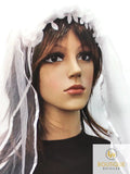 Premium Bride To Be Veil Headband with Floral Detail - White