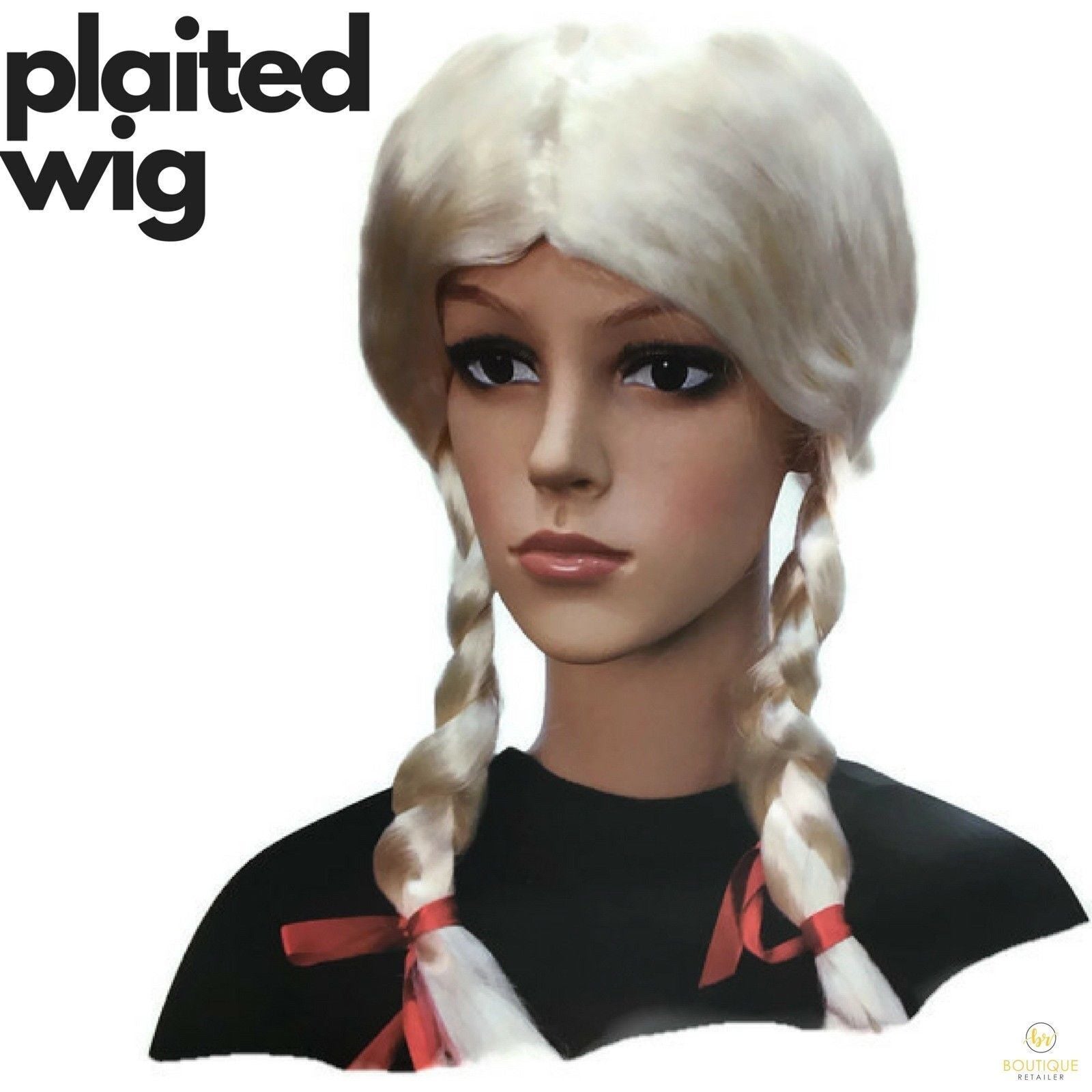 Premium Braided Plaited Wig for Schoolgirl Costume - Blonde