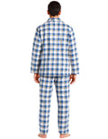 Premium Men's Light Blue Check 100% Cotton Flannelette Pyjama Set S