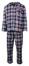 Premium Men's Navy Red Check 100% Cotton Flannelette Pyjama Set L