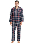 Premium Men's Navy Red Check 100% Cotton Flannelette Pyjama Set S