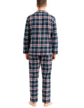 Premium Men's Navy Red Check 100% Cotton Flannelette Pyjama Set S