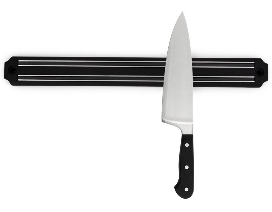 Premium Magnetic Knife Holder Wall Rack - Black, 35cm