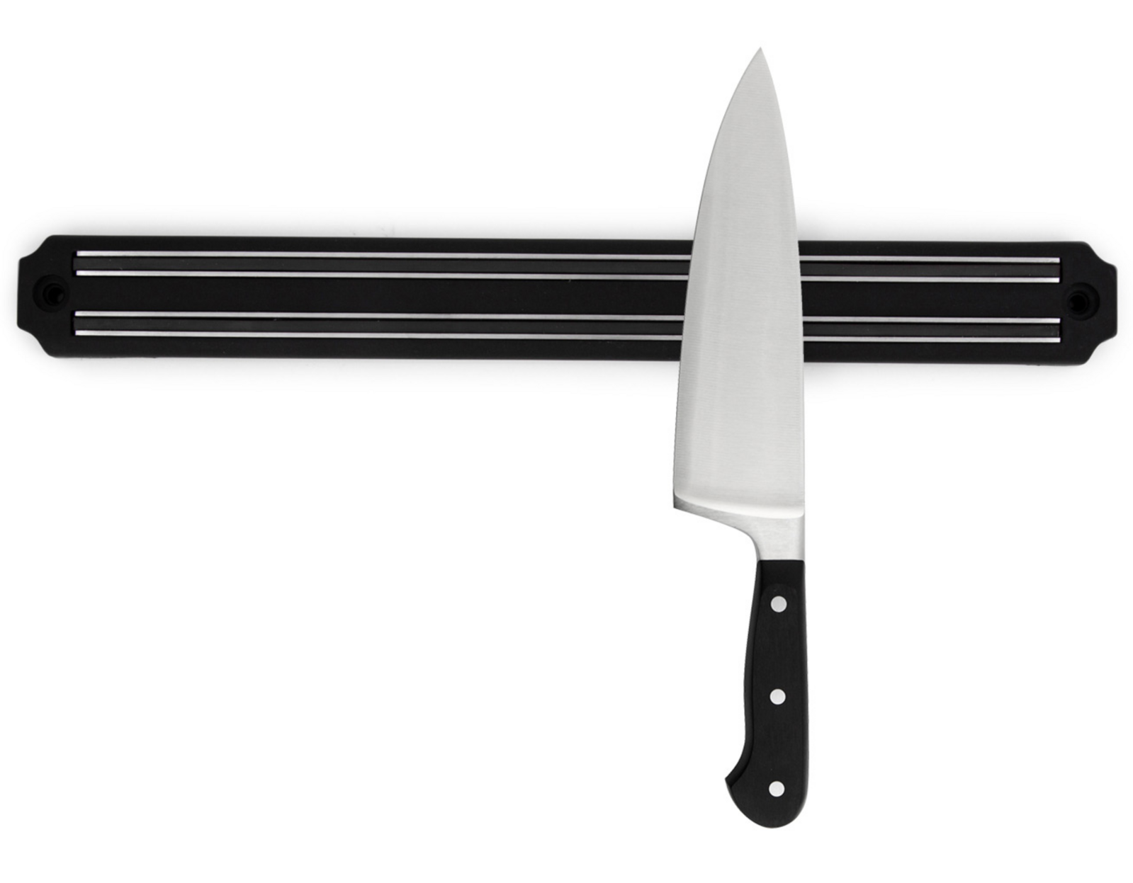 Premium Magnetic Knife Holder Wall Rack - Black, 35cm