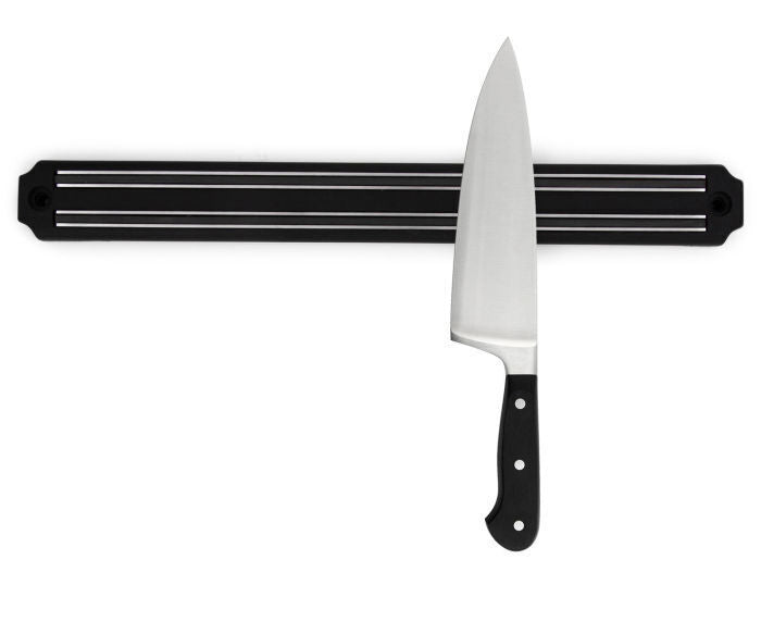 Premium Magnetic Knife Holder Wall Rack - Black, 35cm