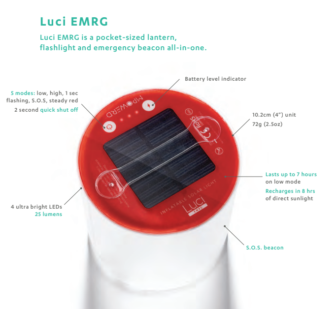 MPOWERD Luci EMRG Inflatable Solar Light Lantern