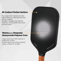3K Graphite Carbon Fiber Pickleball Paddle, 225.7g, Polypropylene Core, Ultra-Comfort Grip - SuperSaverAU - view 6