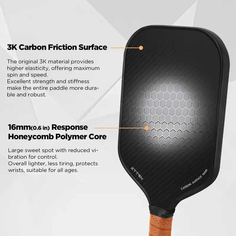 3K Graphite Carbon Fiber Pickleball Paddle, 225.7g, Polypropylene Core, Ultra-Comfort Grip - SuperSaverAU - view 6