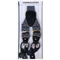 Premium Men's Polka Grey Black Convertible Clip On Y Back Suspenders