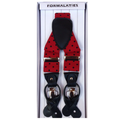 Premium Men's Polka Red Black Convertible Clip On Y Back Suspenders