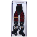 Premium Men's Stripe Black Red Convertible Clip On Y Back Suspenders