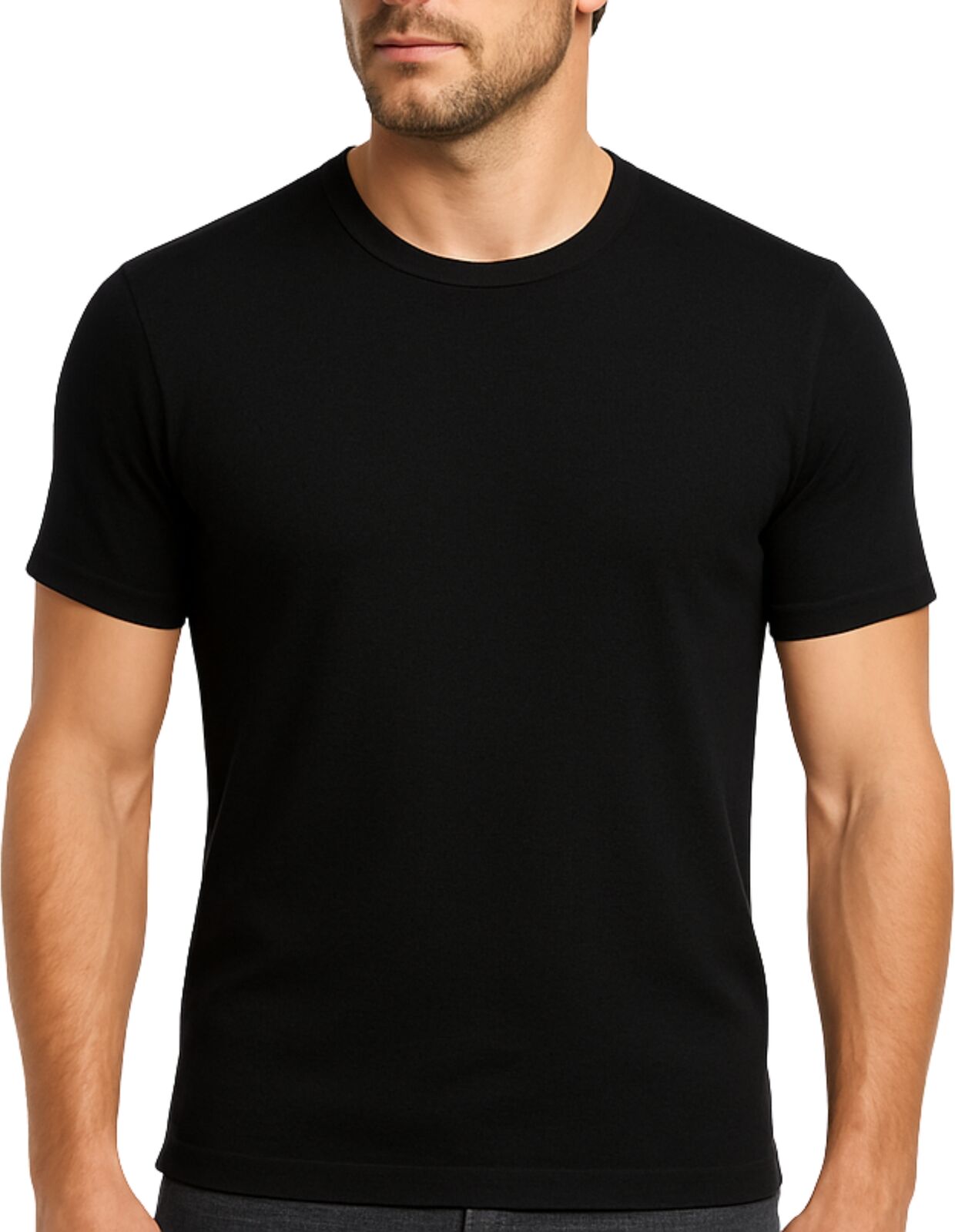Premium Men's Black 100% Merino Wool Short Sleeve Thermal Top Large 100cm