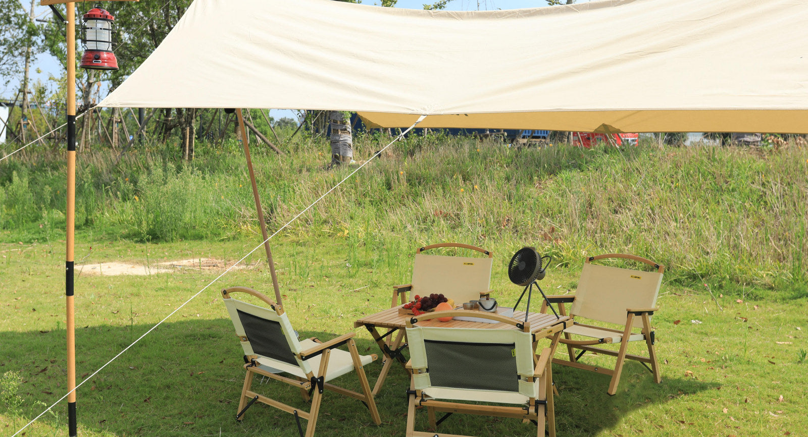 Premium Folding Bamboo Camping Table - 60 x 93cm